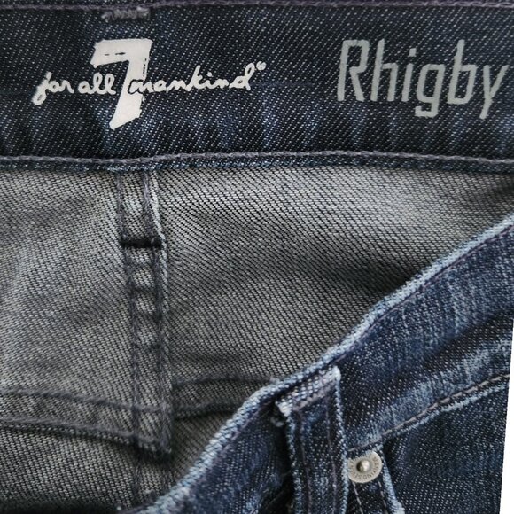 7 For All Mankind Men's Rhigby Button Fly Blue Denim Jeans Size 36 - Picture 8 of 14
